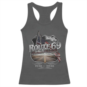 US Route 69 Centennial Celebration Racerback Tank Top Highway Road 100 Years Anniversary American Flag TS11 Dark Heather Print Your Wear