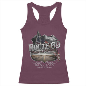 US Route 69 Centennial Celebration Racerback Tank Top Highway Road 100 Years Anniversary American Flag TS11 Maroon Print Your Wear
