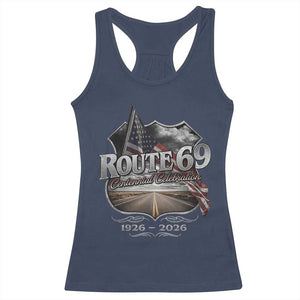 US Route 69 Centennial Celebration Racerback Tank Top Highway Road 100 Years Anniversary American Flag TS11 Navy Print Your Wear