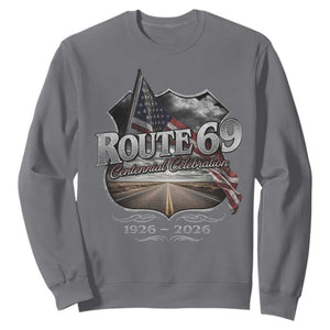US Route 69 Centennial Celebration Sweatshirt Highway Road 100 Years Anniversary American Flag TS11 Charcoal Print Your Wear