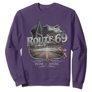 US Route 69 Centennial Celebration Sweatshirt Highway Road 100 Years Anniversary American Flag TS11 Purple Print Your Wear