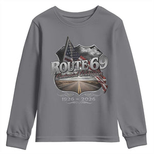 US Route 69 Centennial Celebration Youth Sweatshirt Highway Road 100 Years Anniversary American Flag TS11 Charcoal Print Your Wear