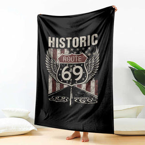 Historic Route 69 Highway Road Throw Blanket Americana Vintage USA Flag TS11 Print Your Wear