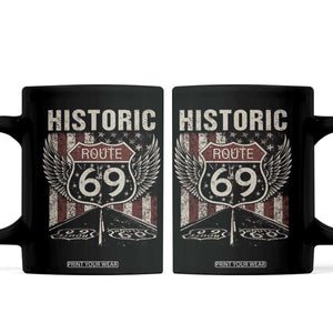 Historic Route 69 Highway Road Coffee Mug Americana Vintage USA Flag TS11 Black Print Your Wear