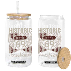 Historic Route 69 Highway Road Glass Can Americana Vintage USA Flag TS11 Print Your Wear