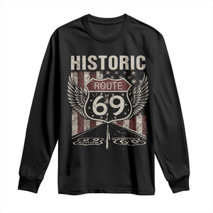 Historic Route 69 Highway Road Long Sleeve Shirt Americana Vintage USA Flag TS11 Black Print Your Wear