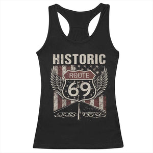 Historic Route 69 Highway Road Racerback Tank Top Americana Vintage USA Flag TS11 Black Print Your Wear