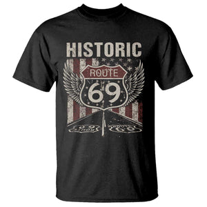 Historic Route 69 Highway Road T Shirt Americana Vintage USA Flag TS11 Black Print Your Wear