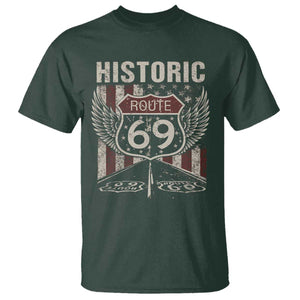 Historic Route 69 Highway Road T Shirt Americana Vintage USA Flag TS11 Dark Forest Green Print Your Wear