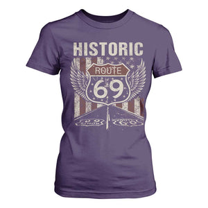 Historic Route 69 Highway Road T Shirt For Women Americana Vintage USA Flag TS11 Purple Print Your Wear