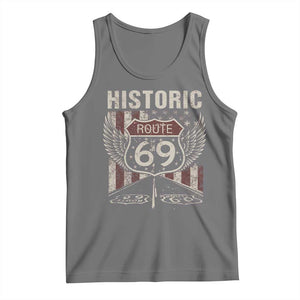 Historic Route 69 Highway Road Tank Top Americana Vintage USA Flag TS11 Black Heather Print Your Wear