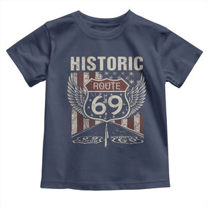 Historic Route 69 Highway Road Toddler T Shirt Americana Vintage USA Flag TS11 Navy Print Your Wear