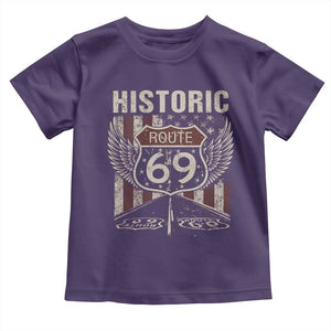 Historic Route 69 Highway Road Toddler T Shirt Americana Vintage USA Flag TS11 Purple Print Your Wear