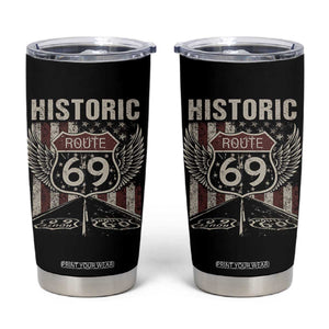 Historic Route 69 Highway Road Tumbler Cup Americana Vintage USA Flag TS11 Black Print Your Wear