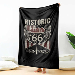 Historic Route Highway 66 Throw Blanket Vintage American Flag TS11 Print Your Wear