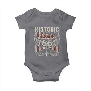 Historic Route Highway 66 Baby Onesie Vintage American Flag TS11 Charcoal Print Your Wear