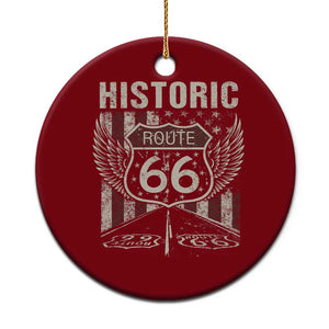 Historic Route Highway 66 Ceramic Ornament Vintage American Flag TS11 1pc Red Print Your Wear