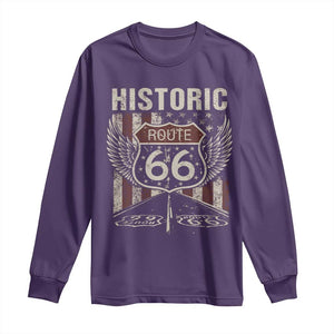 Historic Route Highway 66 Long Sleeve Shirt Vintage American Flag TS11 Purple Print Your Wear
