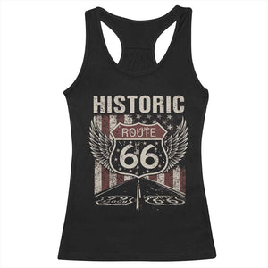 Historic Route Highway 66 Racerback Tank Top Vintage American Flag TS11 Black Print Your Wear