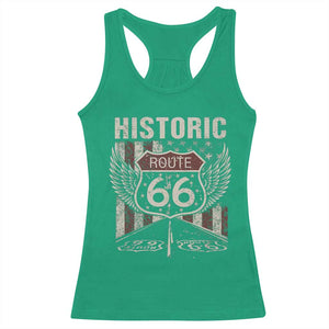 Historic Route Highway 66 Racerback Tank Top Vintage American Flag TS11 Irish Green Print Your Wear
