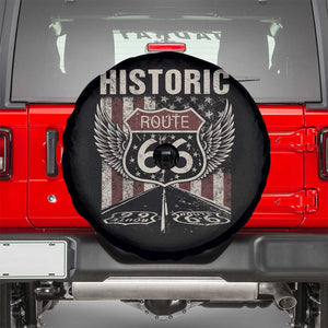 Historic Route Highway 66 Spare Tire Cover Vintage American Flag TS11 Black Print Your Wear