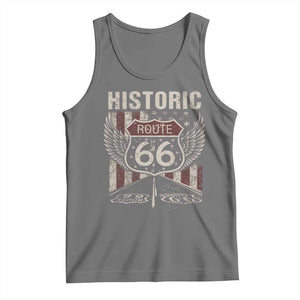 Historic Route Highway 66 Tank Top Vintage American Flag TS11 Black Heather Print Your Wear