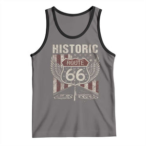 Historic Route Highway 66 Tank Top Vintage American Flag TS11 Deep Heather Black Print Your Wear