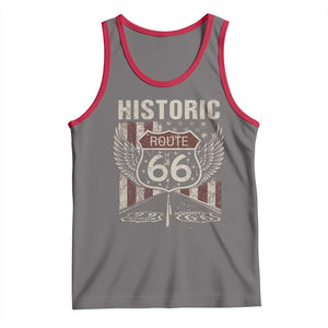 Historic Route Highway 66 Tank Top Vintage American Flag TS11 Deep Heather Red Print Your Wear