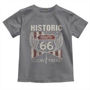 Historic Route Highway 66 Toddler T Shirt Vintage American Flag TS11 Charcoal Print Your Wear