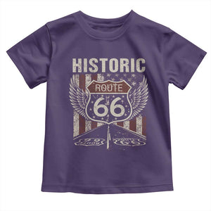 Historic Route Highway 66 Toddler T Shirt Vintage American Flag TS11 Purple Print Your Wear