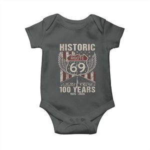Historic US Route 69 100 Years Anniversary Baby Onesie Highway Road Sign Wings Vintage American Flag TS11 Dark Heather Print Your Wear