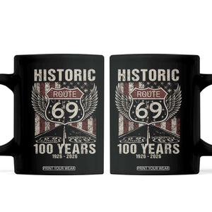 Historic US Route 69 100 Years Anniversary Coffee Mug Highway Road Sign Wings Vintage American Flag TS11 Black Print Your Wear
