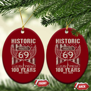 Historic US Route 69 100 Years Anniversary Ceramic Ornament Highway Road Sign Wings Vintage American Flag TS11 Print Your Wear