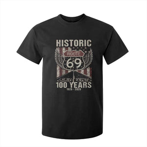 Historic US Route 69 100 Years Anniversary T Shirt For Kid Highway Road Sign Wings Vintage American Flag TS11 Black Print Your Wear