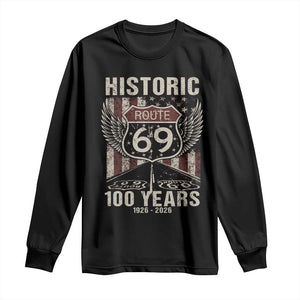 Historic US Route 69 100 Years Anniversary Long Sleeve Shirt Highway Road Sign Wings Vintage American Flag TS11 Black Print Your Wear