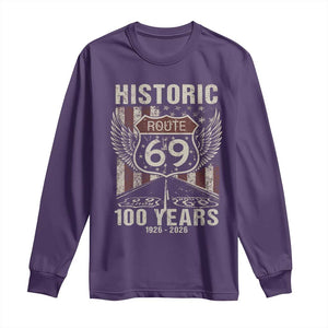 Historic US Route 69 100 Years Anniversary Long Sleeve Shirt Highway Road Sign Wings Vintage American Flag TS11 Purple Print Your Wear