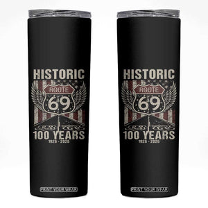Historic US Route 69 100 Years Anniversary Skinny Tumbler Highway Road Sign Wings Vintage American Flag TS11 Black Print Your Wear