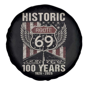 Historic US Route 69 100 Years Anniversary Spare Tire Cover Highway Road Sign Wings Vintage American Flag TS11 Print Your Wear