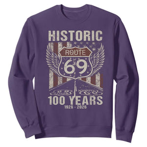 Historic US Route 69 100 Years Anniversary Sweatshirt Highway Road Sign Wings Vintage American Flag TS11 Purple Print Your Wear