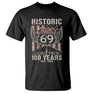 Historic US Route 69 100 Years Anniversary T Shirt Highway Road Sign Wings Vintage American Flag TS11 Black Print Your Wear