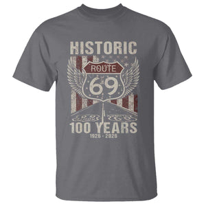 Historic US Route 69 100 Years Anniversary T Shirt Highway Road Sign Wings Vintage American Flag TS11 Charcoal Print Your Wear