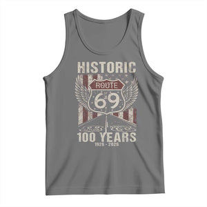 Historic US Route 69 100 Years Anniversary Tank Top Highway Road Sign Wings Vintage American Flag TS11 Black Heather Print Your Wear