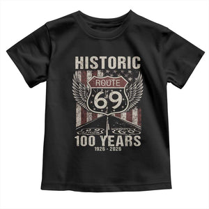 Historic US Route 69 100 Years Anniversary Toddler T Shirt Highway Road Sign Wings Vintage American Flag TS11 Black Print Your Wear