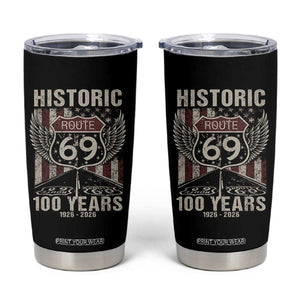 Historic US Route 69 100 Years Anniversary Tumbler Cup Highway Road Sign Wings Vintage American Flag TS11 Black Print Your Wear