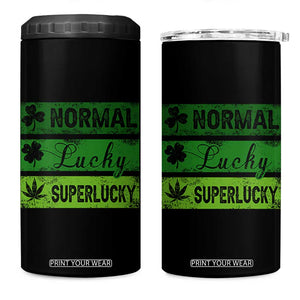 Funny St Patrick's Day Cannabis Weed 4 in 1 Can Cooler Tumbler Normal Shamrock Lucky Clover Super Lucky Weed TS11 One Size: 16 oz Black Print Your Wear