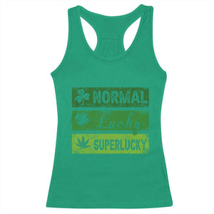 Funny St Patrick's Day Cannabis Weed Racerback Tank Top Normal Shamrock Lucky Clover Super Lucky Weed TS11 Irish Green Print Your Wear