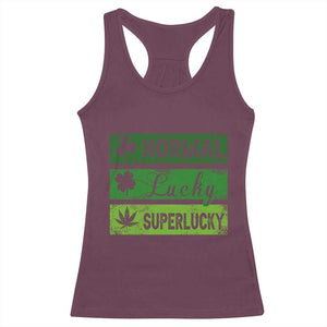 Funny St Patrick's Day Cannabis Weed Racerback Tank Top Normal Shamrock Lucky Clover Super Lucky Weed TS11 Maroon Print Your Wear