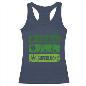 Funny St Patrick's Day Cannabis Weed Racerback Tank Top Normal Shamrock Lucky Clover Super Lucky Weed TS11 Navy Print Your Wear