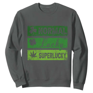 Funny St Patrick's Day Cannabis Weed Sweatshirt Normal Shamrock Lucky Clover Super Lucky Weed TS11 Dark Heather Print Your Wear