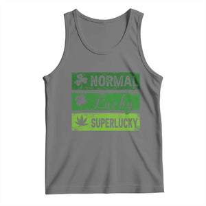 Funny St Patrick's Day Cannabis Weed Tank Top Normal Shamrock Lucky Clover Super Lucky Weed TS11 Black Heather Print Your Wear